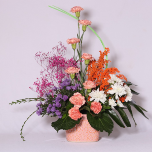 DREAMY, PINK AND VIOLET DAISY IN PINK CERAMIC VASE - Image 2